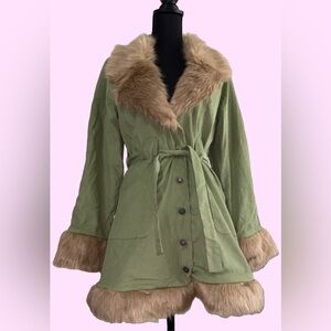 Delia’s Dolls Kill corduroy Fur Lined Jacket Coat with faux fur collar